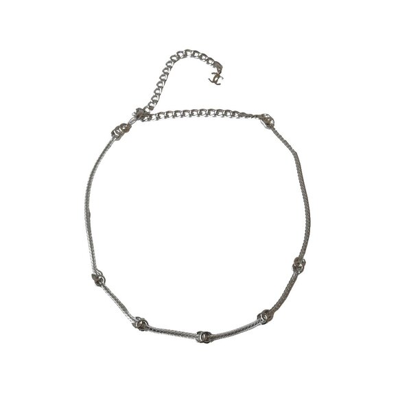 Chanel Five Metal CC Choker Necklace Silver - Picture 1 of 2